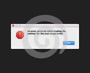 Flat unix system window fatal error warning information message photo