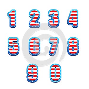 Flat usa flag colors  numbers stock vector illustration clip art