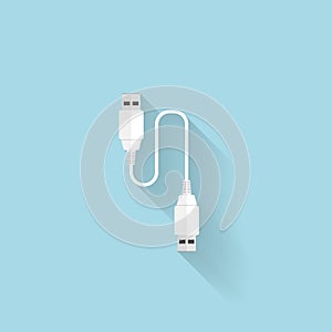 Flat USB cable icon for web.