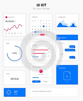 Flat user interface vector set for website development and mobile application design