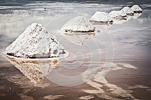 Flat uyuni salt and desert , infinite mirror and water
