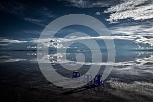 Flat uyuni salt and desert , infinite mirror and water, blue, sunset, landscape, siluettes, storms, beautiful, awesome, paradise,