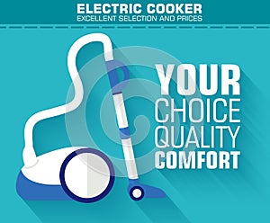 Flat vacuum cleaner with the slogan on the photo