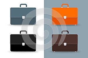 Flat vector briefcases. 4 colors icons set