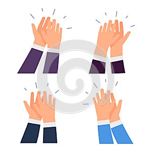 Flat vector clapping hands icons isolated on white background