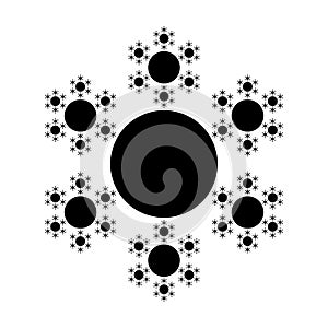 Flat Vector Computer Generated Snowflake Fractal Generative Art