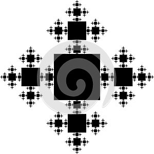 Flat Vector Computer Generated Snowflake Fractal Generative Op Art