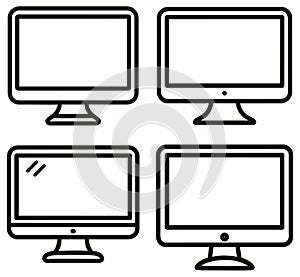 flat vector computer monitor internet design black and white