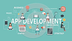 Flat vector design concept for application development. Concept to building successful business.