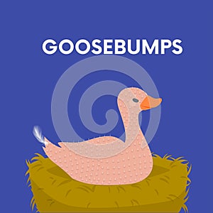 Flat Vector Design: Goose with Goosebumps Sitting on Nest