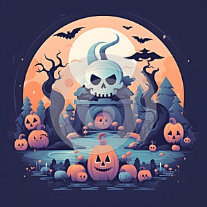 Flat Vector Design Halloween Spooky and Playful Illustration
