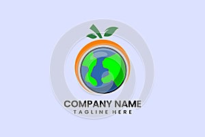Flat vector earth orange logo modern template
