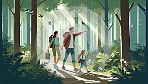 A refreshing family hike, connecting with nature and discovering wildlife together. photo