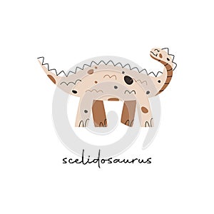 Flat vector Flat hand drawn vector illustration of scelidosaurus dinosaur