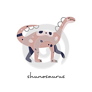 Flat vector Flat hand drawn vector illustration of shunosaurus dinosaur