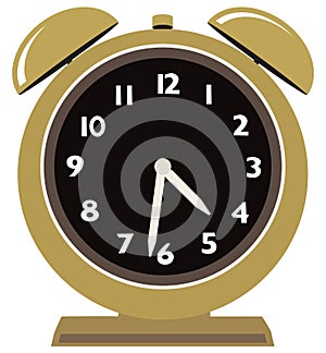 Flat Vector Gold Alarm Clock