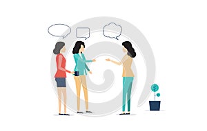 Flat vector group business women talking