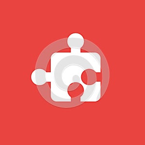 Vector icon concept of puzzle piece on red background