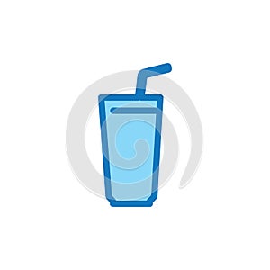 Flat vector icon drink glass, vector illustration