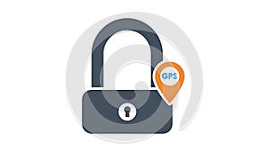 GPS Location Security Padlock Icon