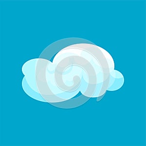 Flat vector icon of light blue cloud flying in sky. Weather symbol. Element for sticker, children book or greeting card