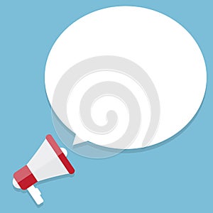 Flat vector icon of megaphone with white bubble