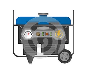 Flat vector icon of Portable Power electric generator Station. Camping Generator sign.