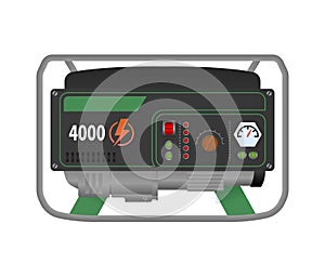 Flat vector icon of Portable Power electric generator Station. Camping Generator sign.