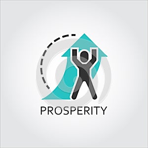 Flat vector icon of prosperity as man lifts arrow