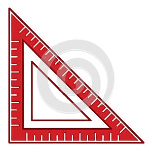 Flat Vector Icon of a Red Triangular Ruler Set â School and Drafting Tools
