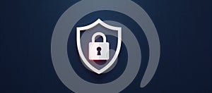 Flat Vector Icon Security Shield with Lock Cybersecurity