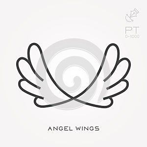 Flat vector icons with angel wings