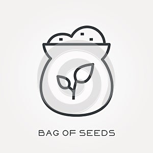 Flat vector icons with bag of seeds