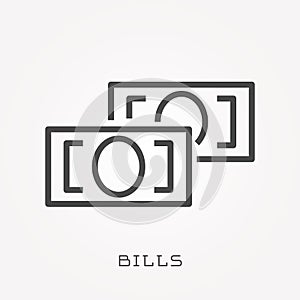 Flat vector icons with bills