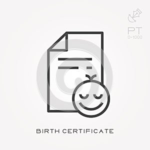 Flat vector icons with birth certificate