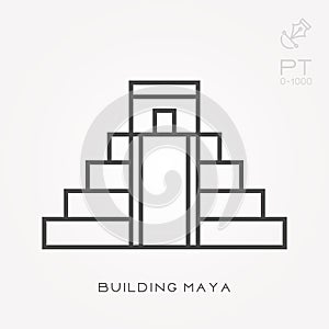Flat vector icons with building Maya