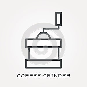 Flat vector icons with coffee grinder
