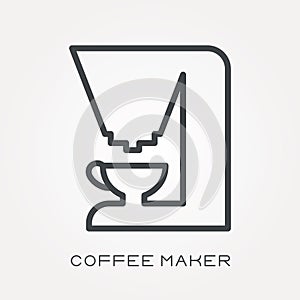 Flat vector icons with coffee maker