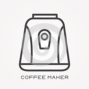 Flat vector icons with coffee maker