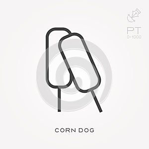 Flat vector icons with corn dog