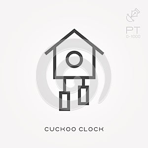 Flat vector icons with cuckoo clock