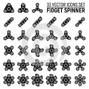 Flat Vector Icons of Different Fidget Spinners