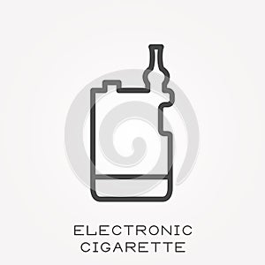 Flat vector icons with electronic cigarette