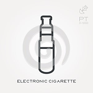 Flat vector icons with electronic cigarette