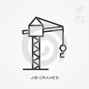 Flat vector icons with jib cranes