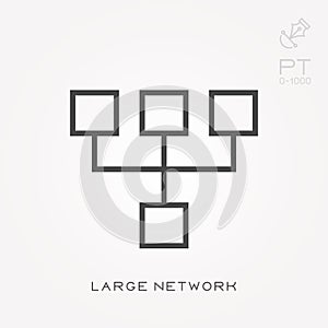 Flat vector icons with large network