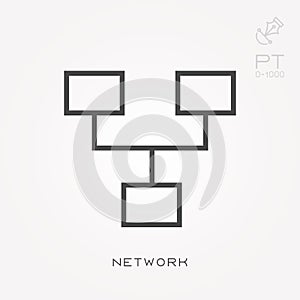 Flat vector icons with network