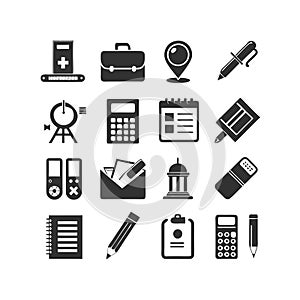 Flat vector icons of office and business elements for website and app design