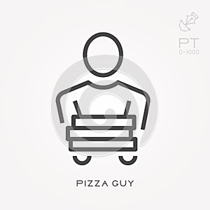 Flat vector icons with pizza guy
