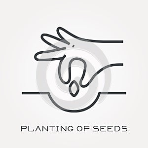 Flat vector icons with planting of seeds